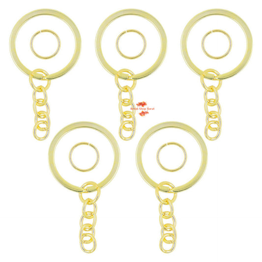 Golden Keychain ring with Connectors Set - 25 Pcs